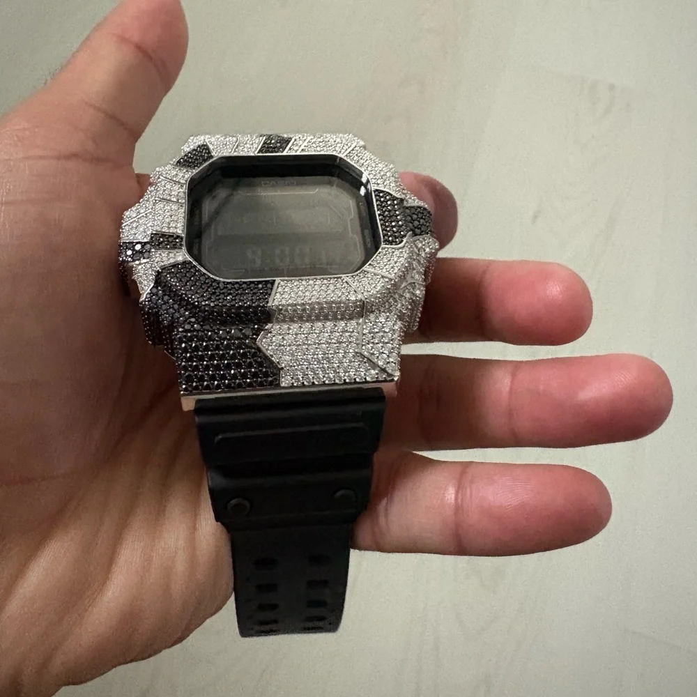 Casio Digital Watch in Black and Silver Crystal Pavé